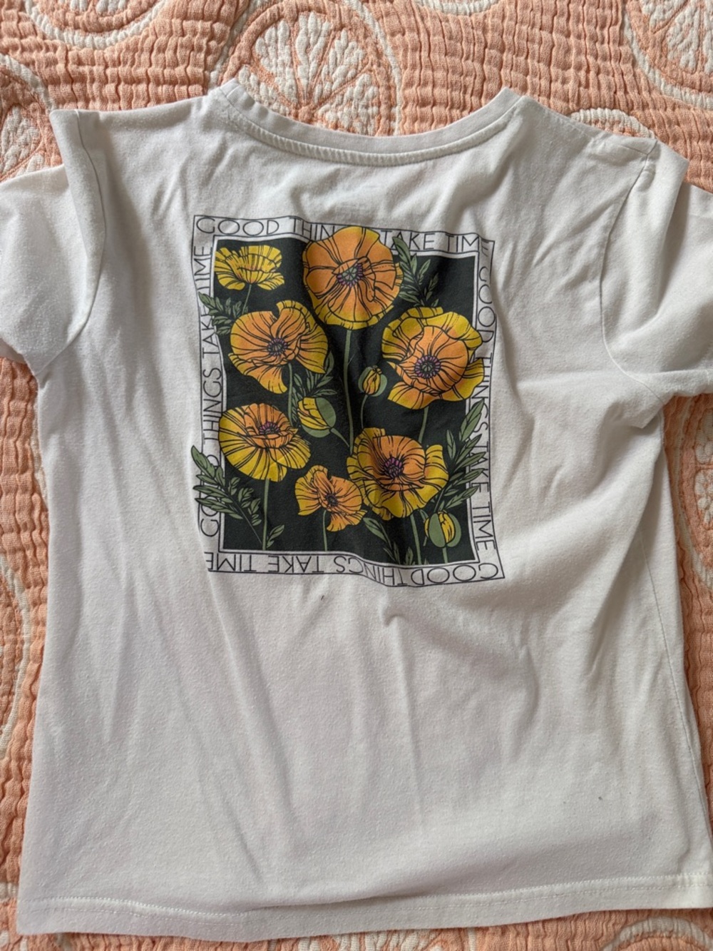 Lemon White Tee with Yellow Floral Graphic